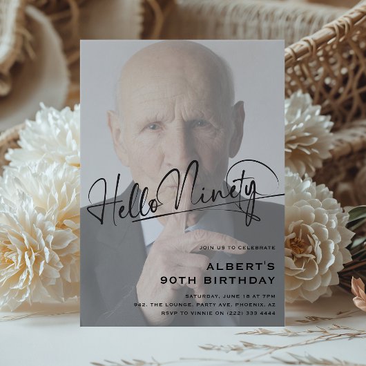 シンプルな90歳の誕生日おめでとう 招待状