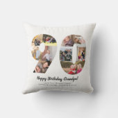 シンプルな90thナンバーフォトコラージュ オーダーメイドのグリーティング クッション (裏面)