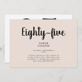 シンプルな フラワーデザインのバラ色 85歳の誕生日パーティー招待状 招待状 (正面/裏面)