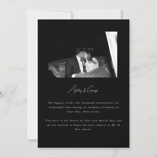 シンプルな「挙式しました」2枚組写真 ウェディング エルオープメント 案内状 (裏面)