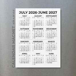 シンプルな 2026-2027 年度カレンダーマグネット