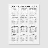 シンプルな 2026-2027 年度カレンダーマグネット (正面)