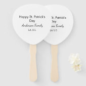 シンプルな「Happy St. Patrick's Day 名前・家族・場所」ギフト ハンドファン (正面&裏面)