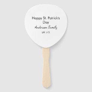 シンプルな「Happy St. Patrick's Day 名前・家族・場所」ギフト ハンドファン