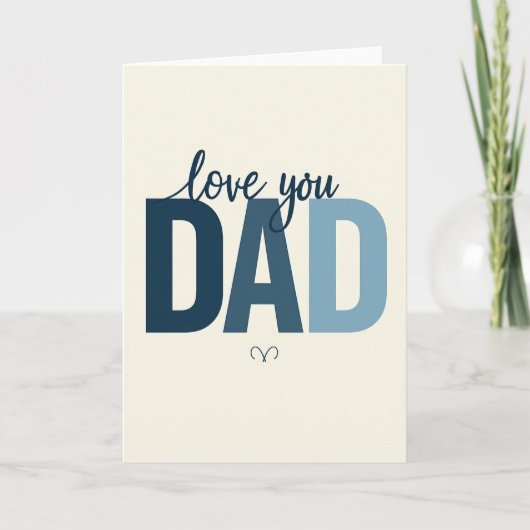 シンプルな「Love You Dad」タイプのカード カード (正面)