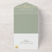 シンプルな Sage グリーンとゴールドの結婚式 オールインワン招待状 (外側)