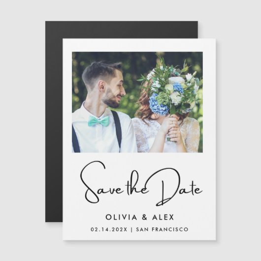 シンプルな Save The Date マグネット招待状 (正面/裏面)