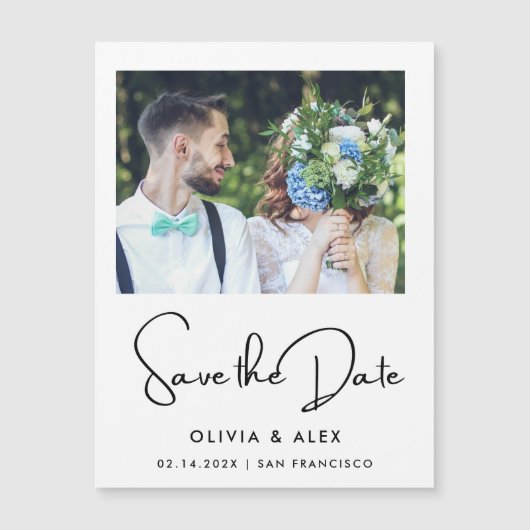 シンプルな Save The Date マグネット招待状 (正面)