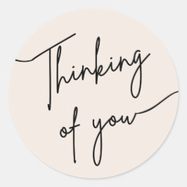 シンプルな「Thinking of You」書道ステッカー ラウンドシール