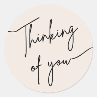 シンプルな「Thinking of You」書道ステッカー ラウンドシール