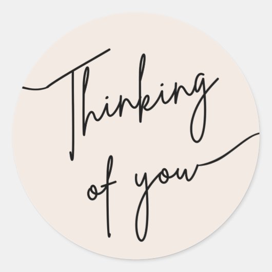 シンプルな「Thinking of You」書道ステッカー ラウンドシール (正面)