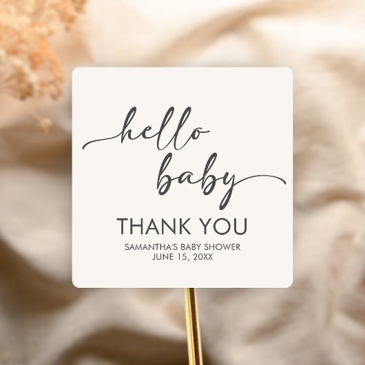 シンプルなHello Babyベビーシャワー スクエアシール