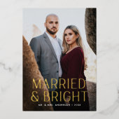シンプルなMarried and Bright Sand 写真 箔シーズンカード (正面)