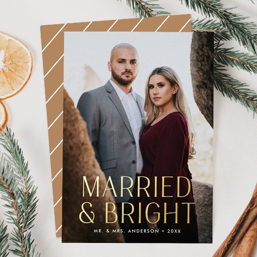 シンプルなMarried and Bright Sand 写真 箔シーズンカード
