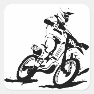 シンプルなMotorcrossのバイクおよびライダー スクエアシール