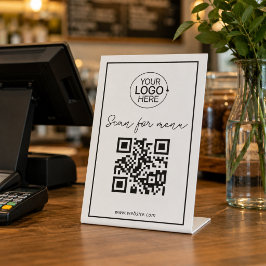 シンプルなQRコードロゴ付き非接触メニュースクリプト 台座サイン