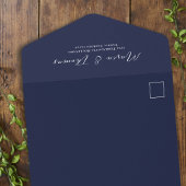 シンプルなQRコード写真 招待状 オンライン navy青 RSVP