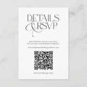 シンプルなQRコードRSVPと結婚式の詳細カード エンクロージャーカード (正面)