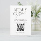 シンプルなQRコードRSVPと結婚式の詳細カード エンクロージャーカード (スタンド正面)