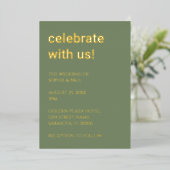 シンプルなsage greenの結婚式ホイル招待状 箔招待状 (立ち正面)
