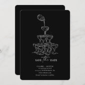 シンプルなSave the Date ワインボトルタワー カード (正面/裏面)