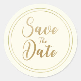 シンプルなSave the Date Quote フェイクゴールド タイポグラフィ ラウンドシール