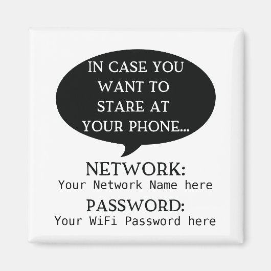 シンプルなWiFi詳細ネットワークパスワード マグネット (正面)