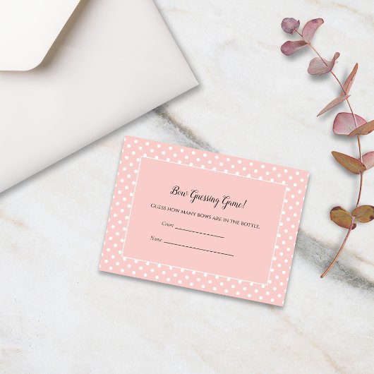 シンプルにかわいいピンクの弓の推測カウントシャワーゲーム エンクロージャーカード
