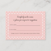 シンプルにかわいいピンクボウベビー名提案ゲーム エンクロージャーカード (正面)