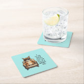 シンプルにもかかわらず愛らしい猫テーマ紙コースター スクエアペーパーコースター (インサイチュ)