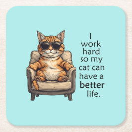シンプルにもかかわらず愛らしい猫テーマ紙コースター スクエアペーパーコースター