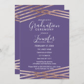 シンプルによって並べられるばら色の金ゴールドのすみれ色の卒業式 招待状 (正面/裏面)