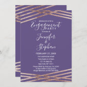 シンプルによって並べられるばら色の金ゴールドのバイオレットの婚約 招待状 (正面/裏面)