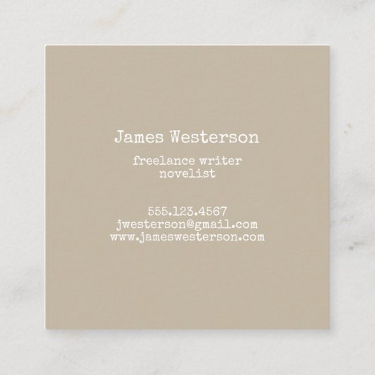 シンプルによって老化させる素朴な木製のヴィンテージの作家のモノグラム スクエア名刺 (裏面)