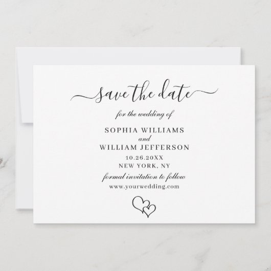 シンプルにエレガントなフォトウェディングハートシンプル セーブザデート (裏面)
