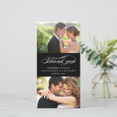 シンプルにエレガントな結婚式ありがとう – ブラック サンキューカード (スタンド正面)