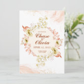 シンプルにエレガントな結婚式の日付カードを保存 招待状 (スタンド正面)