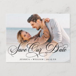 シンプルにエレガントな結婚式の日付写真を保存 ポストカード