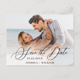 シンプルにエレガントな結婚式の日付写真を保存 ポストカード