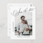 シンプルにエレガントな結婚式の日付写真を保存 ポストカード (正面/裏面)