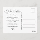 シンプルにエレガントな結婚式の日付写真を保存 ポストカード (裏面)