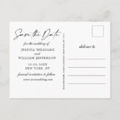 シンプルにエレガントな結婚式の日付写真を保存 ポストカード (裏面)