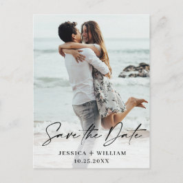 シンプルにエレガントな結婚式の日付写真を保存 ポストカード