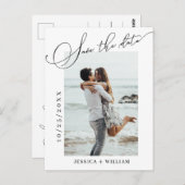 シンプルにエレガントな結婚式の日付写真を保存 ポストカード (正面/裏面)