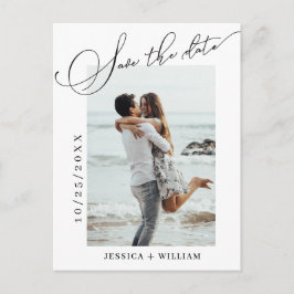 シンプルにエレガントな結婚式の日付写真を保存 ポストカード