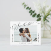 シンプルにエレガントな結婚式の日付写真を保存 ポストカード (スタンド正面)