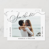 シンプルにエレガントな結婚式の日付写真を保存 ポストカード (正面/裏面)