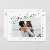 シンプルにエレガントな結婚式の日付写真を保存 案内ポストカード (正面/裏面)