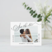 シンプルにエレガントな結婚式の日付写真を保存 案内ポストカード (スタンド正面)