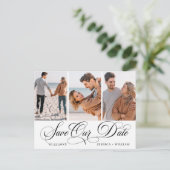 シンプルにエレガントな結婚式の日付3の写真を保存 ポストカード (スタンド正面)